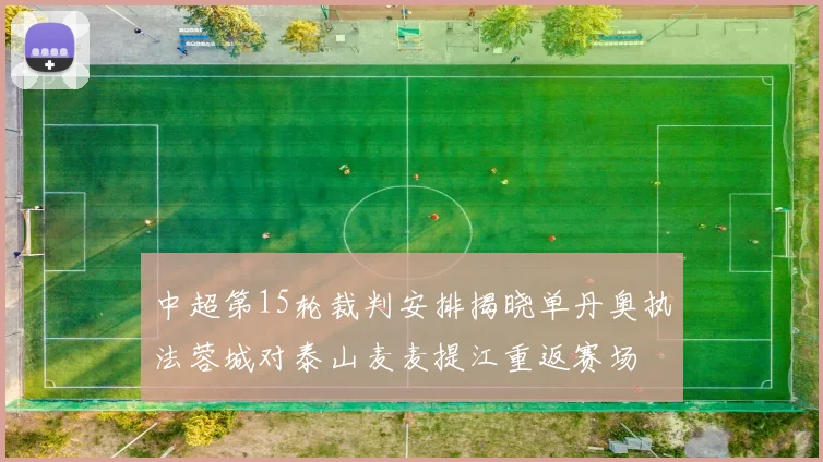 中超第15轮裁判安排揭晓单丹奥执法蓉城对泰山麦麦提江重返赛场